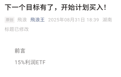 【飞浪王付费文250831】：下一个目标有了，开始计划买入