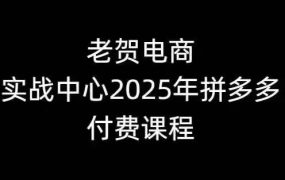 老贺电商实战中心2025年拼多多付费课程