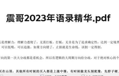 【深震1994】震哥交易技巧2022年-2023年语录精华 文章